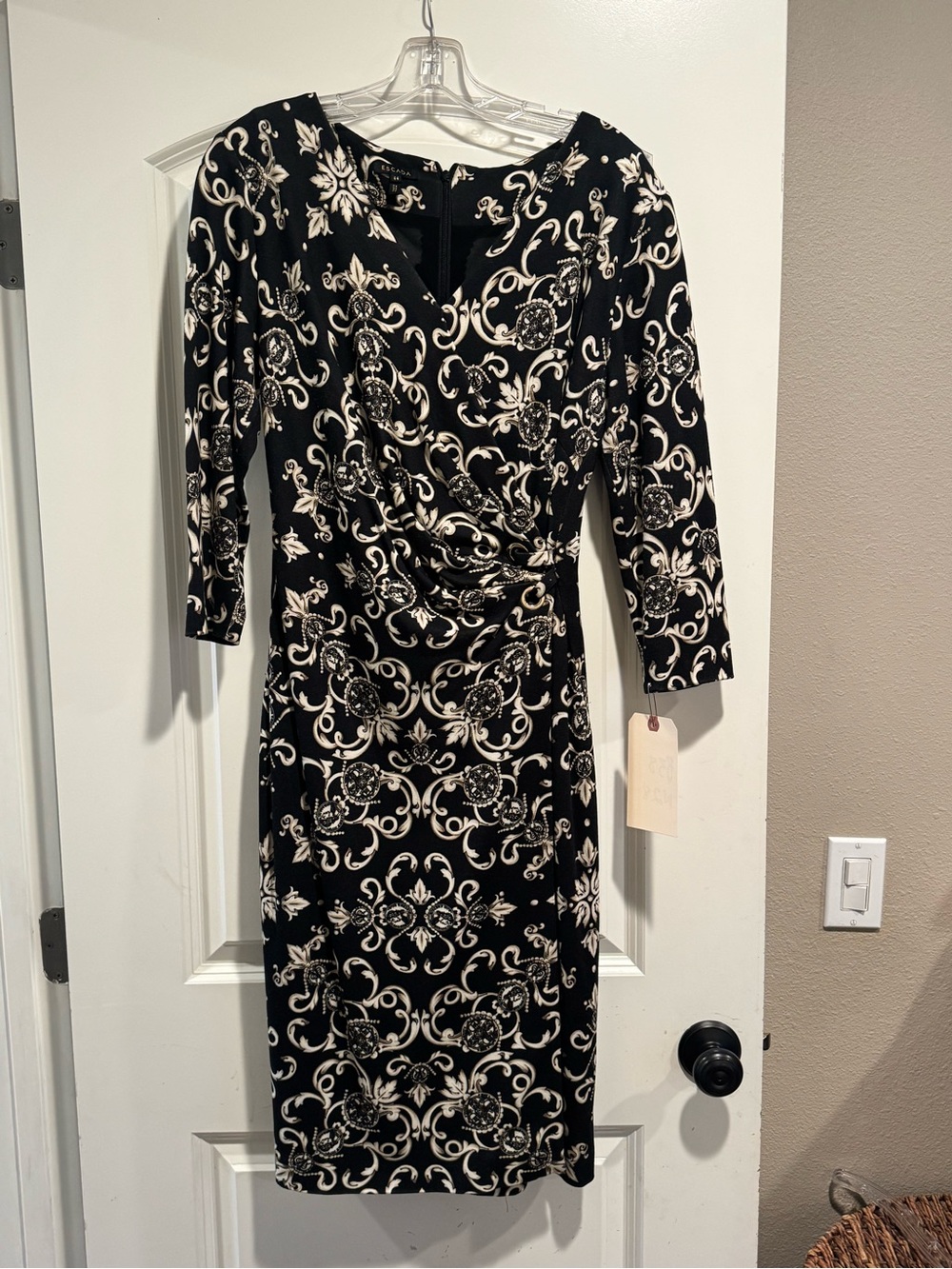 Escada Baroque Print Midi Dress Size 44 Made in Slovenia